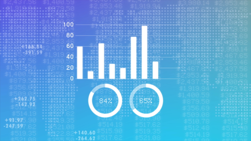 4k HUD graph and bar stats,Stock market business data visualization ...