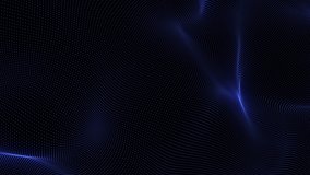 4k Animation. Technology background. Blue color. Abstract waves. Wavy neon dots. Futuristic motion wallpaper.   