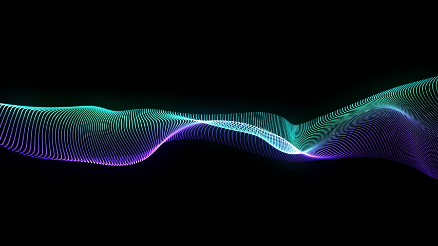 4k Animation. Technology background. Violet and green colors. Abstract waves. Wavy neon dots. Futuristic motion wallpaper.    Royalty-Free Stock Footage #1038897548