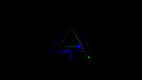 Seamless loop 3D triangle tunnel animation for video backgrounds, concert performances, presentations, dance parties, music clips, video projection mappings, nightclubs, corporate events, fashion