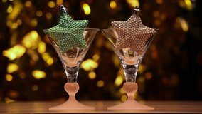 cocktail glass star gold bokeh 