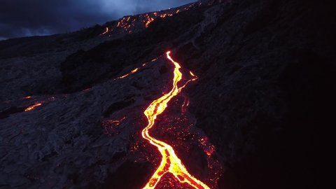Hawaii/USA   video from kilauea , a Shield volcano in Hawaii,taken by drone camera 