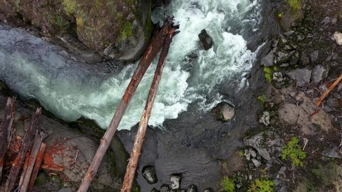 Aerial view of Takelma Gorge on the upper Rogue River near Prospect, Oregon