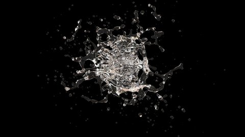 3D animation of a water splash with alpha layer
