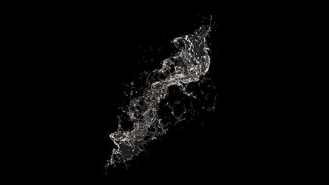 3D animation of a water splash with alpha layer