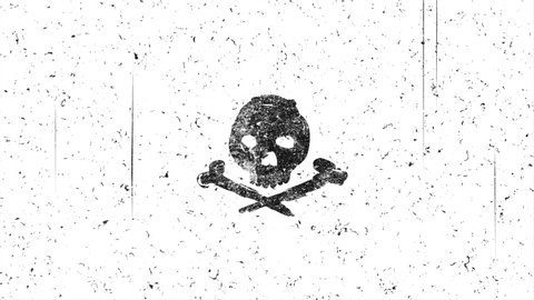 Skull shape with noise. Hand-drawn style animation seamless loop