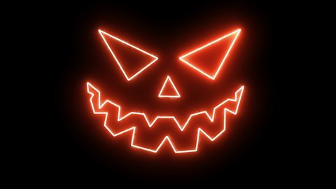 Halloween Neon Red Scary Face Glow And Flicker. Seamless Loop