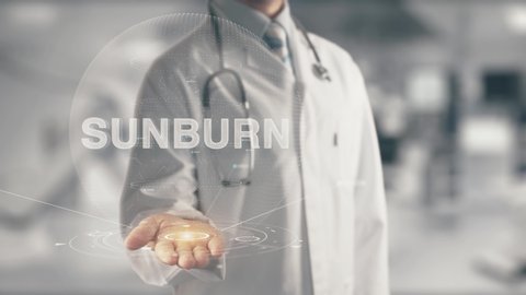 Doctor holding in hand Sunburn
