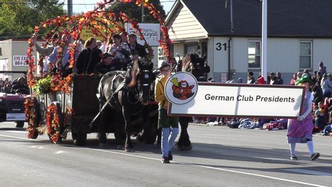 Waterloo, Ontario. Canada October 14 2019 Oktoberfest German parade through city streets