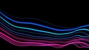 4K Animation of colored lines. Seamless loop motion graphic. Abstract festive background. Wavy line pattern. Blue and pink color.