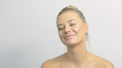 Shoulders Shot Pretty Female Model Dancing Stock Footage Video (100%