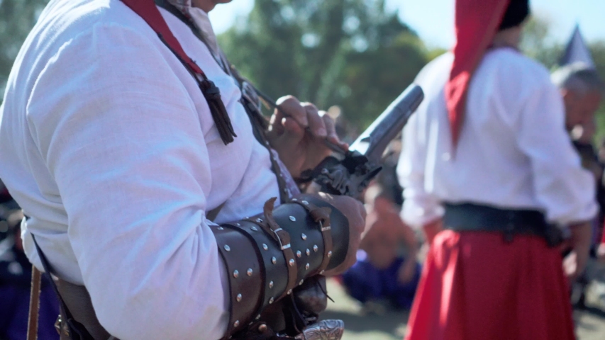 Traditional weapons of the Ukrainian Cossack. Close-up weapon of the Zaporozhye Cossack.