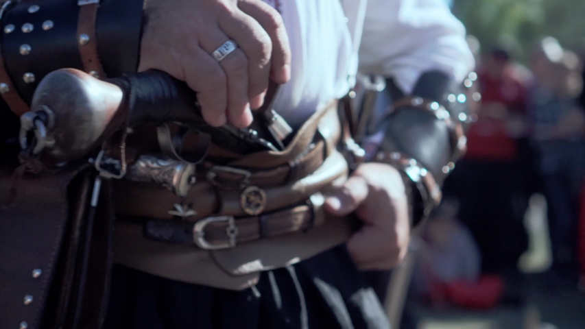 Traditional weapons of the Ukrainian Cossack. Close-up weapon of the Zaporozhye Cossack.
