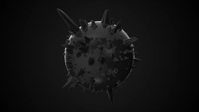 spiky oil ball with displacements on surface. 3d animation loop with alpha matte.