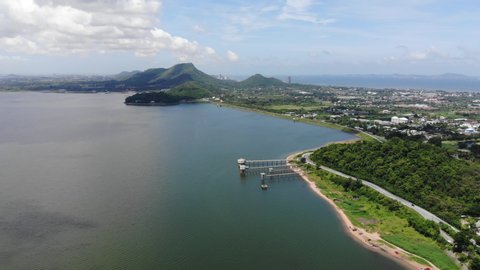 Aerial view of big lake, Aerial drone shot