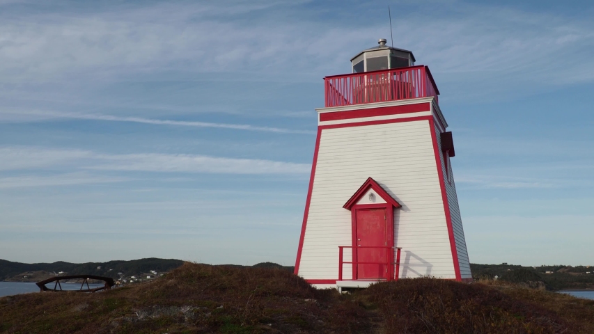 Fort Point lighthouse in Trinity harbour, also known as Admiral