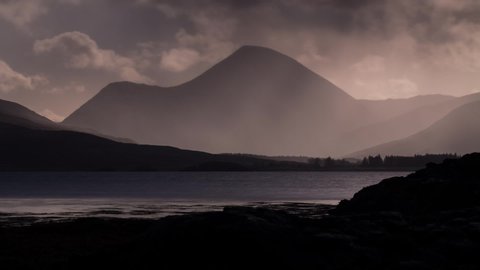 Cinematic time lapse of Ben More on the isle of Mull, Scotland