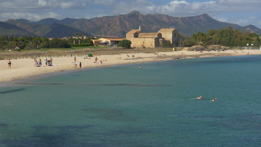 A beautiful sandy beach in Sardinia, Spiaggia di Nora, near Roman city of Nora