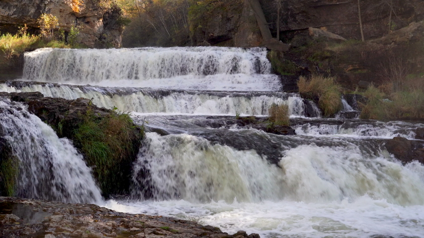 Famous waterfall in Willow River State Park in Hudson Wisconsin