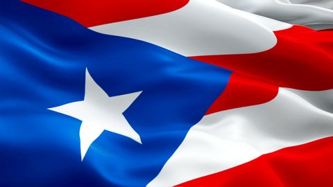 Flag of Puerto Rico video waving in wind. Realistic US State Flag background. American Puerto Rico Flag Looping closeup 1080p Full HD 1920X1080 footage. Puerto Rico USA United States State flags/ Othe