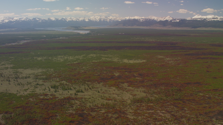 Yellowstone National Park, Wyoming. Aerial view of Yellowstone National Park. Shot from helicopter with Shotover gimbal and RED 8K camera.