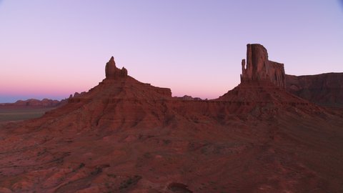 Monument Valley, Utah circa-2019. Aerial view of Monument Valley. Shot from helicopter with Cineflex gimbal and RED 8K camera.