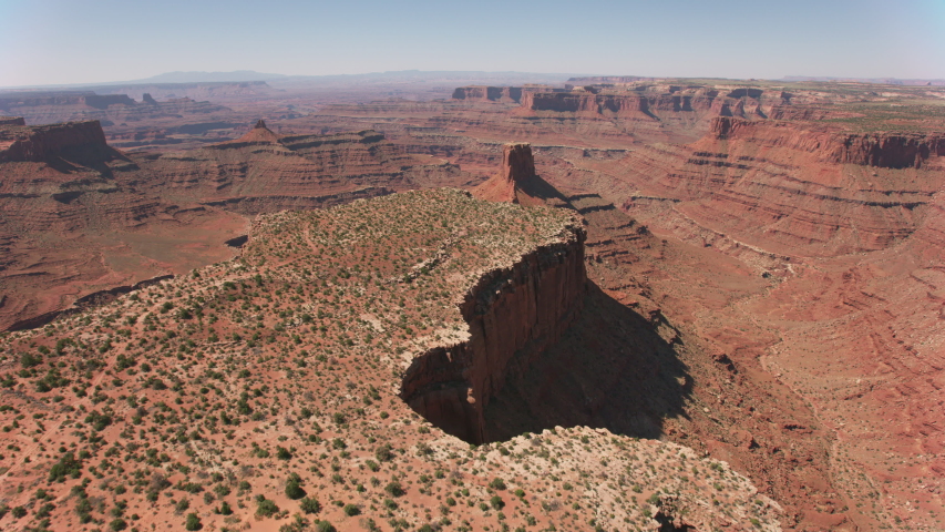 Canyonlands National Park, Utah circa-2019. Aerial view of Canyonlands. Shot from helicopter with Cineflex gimbal and RED 8K camera.