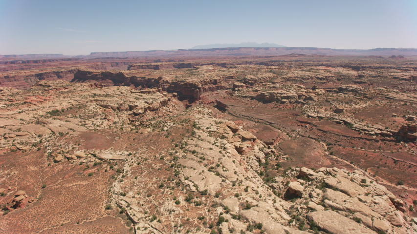 Canyonlands National Park, Utah circa-2019. Aerial view of Canyonlands. Shot from helicopter with Cineflex gimbal and RED 8K camera.