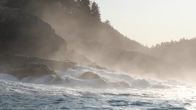Crashing Waves on West Coast, Inside Passage, Alaska