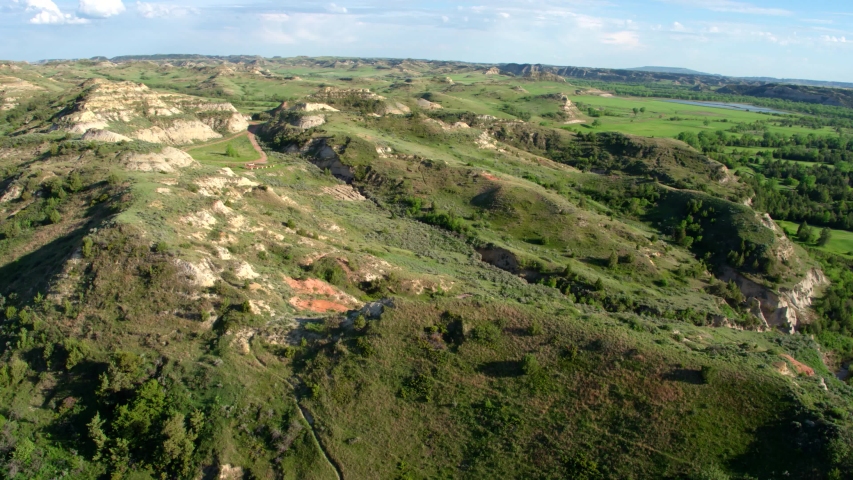 4K Aerial Drone, Theodore Roosevelt National Park Canyon