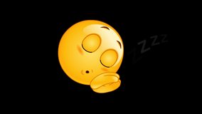 Animation of a sleeping emoji emoticon including alpha channel