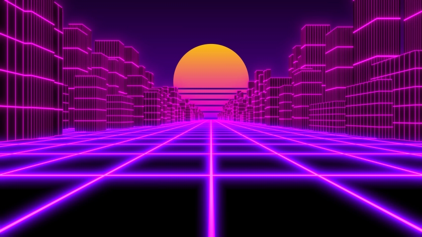 City Synthwave Retro Futuristic 80 S Neon Stock Footage Video 100 Royalty Free Shutterstock
