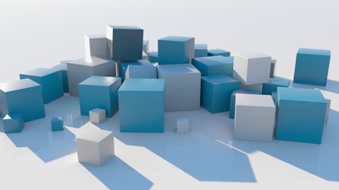 4K Abstract Falling Cubes. 3D CGI animation.