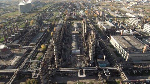 Sterlitamak, Bashkortostan / Russia - 10.4.2019: Sterlitamak petrochemical plant. Aerial view.