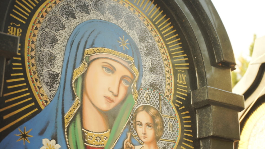 Icon of the Mother of God closeup