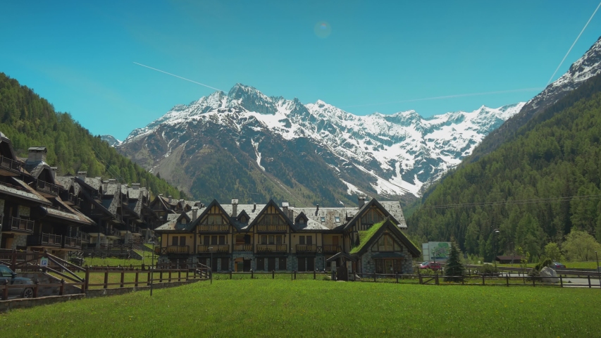 Beautiful Alpine village in Brescia, Italy. Steadicam shot