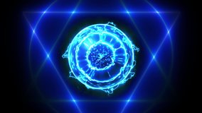 Very Cool VFX Magic Circle Ring in blue tone motion. 
Six pointed star, hexagram bright fantasy beautiful Spell Magic halo ring. - Powered by Shutterstock - Get 15% off with code: PIKWIZARD15