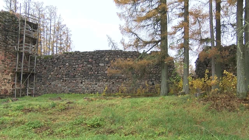 Castle ruins of the Livonian Order in Ergeme during autumn
