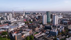 Establishing Aerial View Shot of Birmingham UK, England, United Kingdom