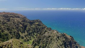 Hawaiian Mountain Range, Kauai Island, 4K Aerial Drone Stock Footage