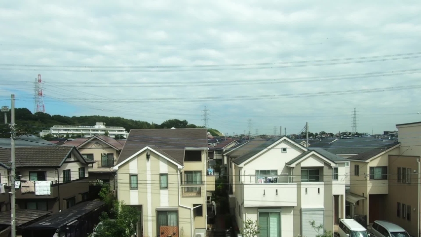 Japanese urban area. Night intersection