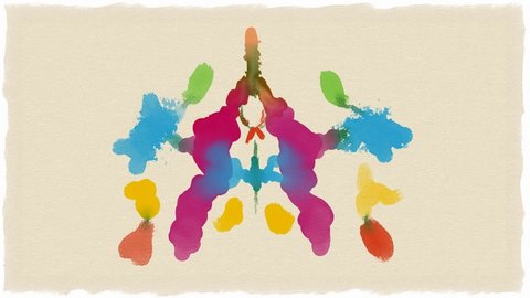 2d Animation motion graphics showing a watercolor of brush stroke ink blob,  bleed, splatter or inkblot inspired by Rorschach Test on Japanese paper in HD 1080p high definition.
