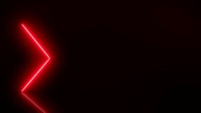 Video animation of glowing neon arrows in red on reflecting floor. - Abstract background - laser show