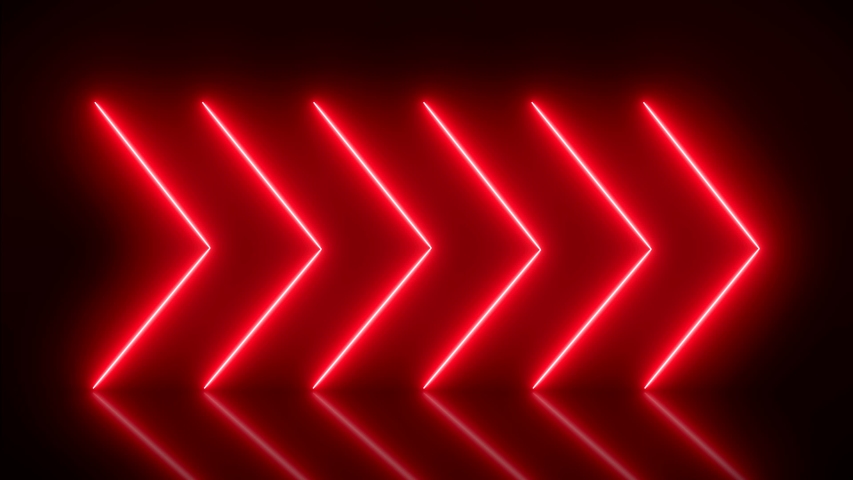 Video animation of glowing neon arrows in red on reflecting floor. - Abstract background - laser show Royalty-Free Stock Footage #1039239230