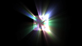disco cube with bursting rays of light. Abstract loop of colorful vibrant neon square spinning. - Powered by Shutterstock - Get 15% off with code: PIKWIZARD15
