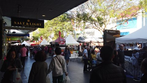Chatswood Sydney, Australia - Sept 30 2019: Chatswood victoria avenue main walk. large australian suburb with offices, shops, shopping mall and restaurants. street stores with pedestrians day time