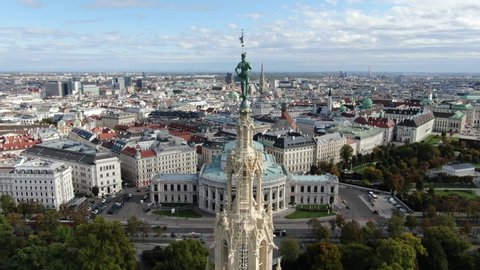 Drone flight around Rathausplatz in Vienna