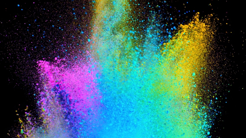 Super Slow Motion Shot of Color Powder Explosion Isolated on Black Background at 1000fps.
