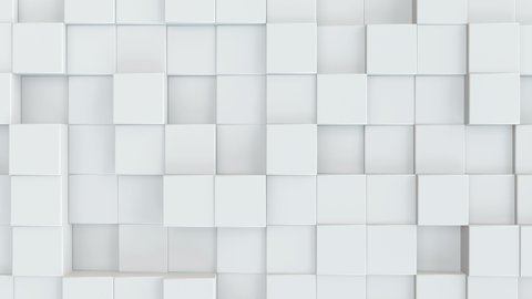 3D White Geometric Cubical Abstract Background - Animation Loop 4K