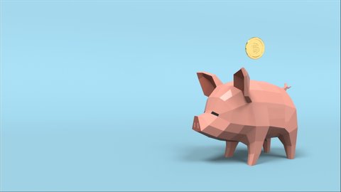 3D animation gold coin pull down to piggy bank then money move out from pig mouth with 3d rendering. Stock-video